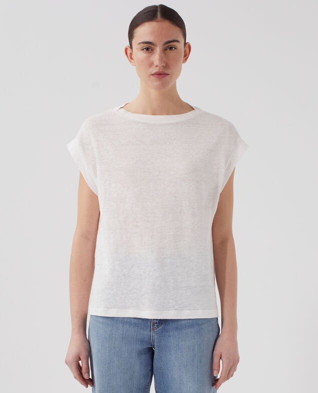 KARO - Boxy T-Shirt aus Leinen U010 off white