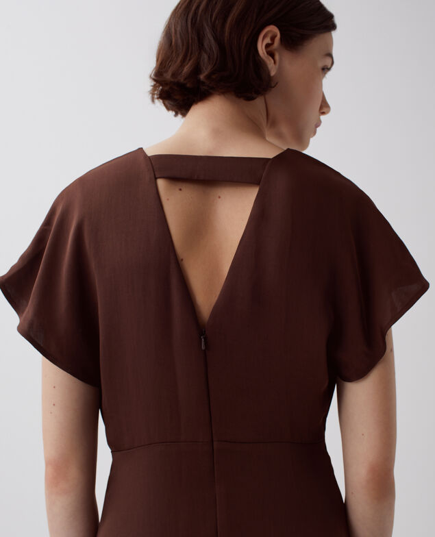 Fließend fallendes Kleid mit seidigem Griff I390 coffee bean