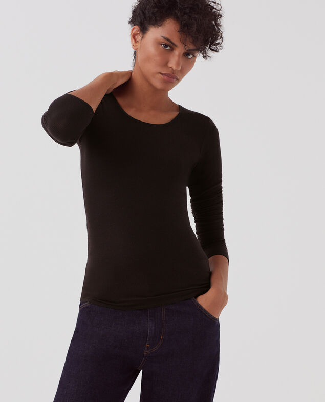 Enganliegendes T-Shirt H091 black beauty