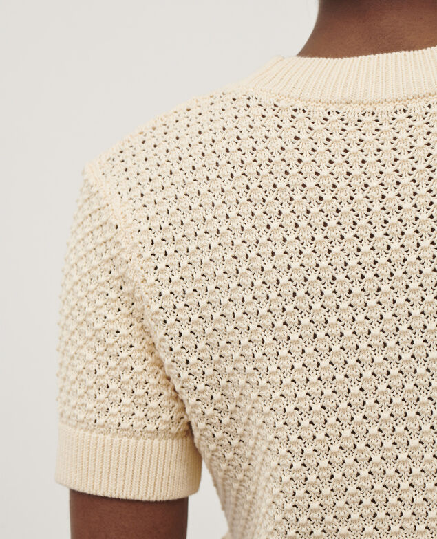 Kurzärmliger Pullover aus Baumwolle 0401 ivory