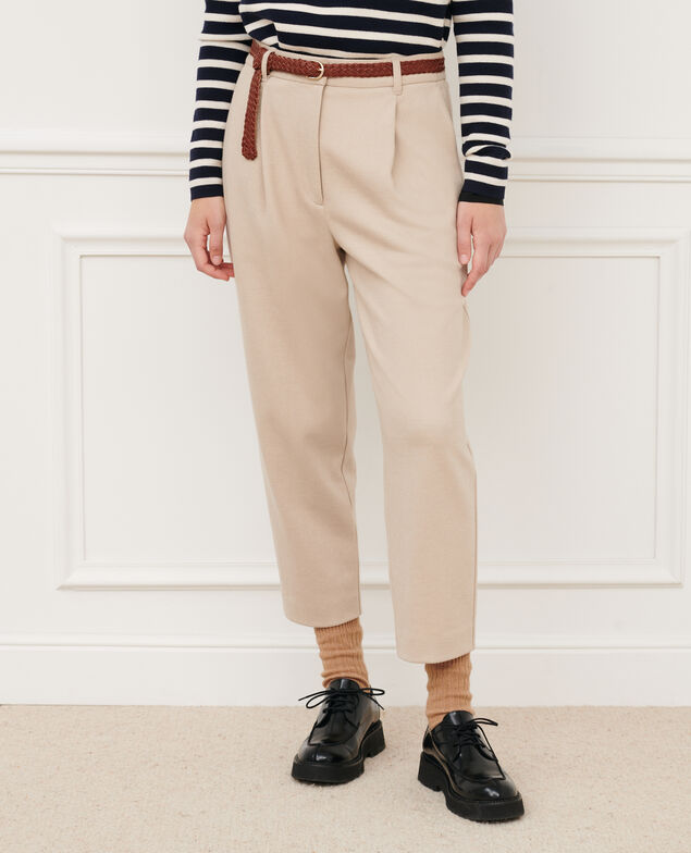 Zigarettenhose aus Woll-Jersey 8896 31_beige