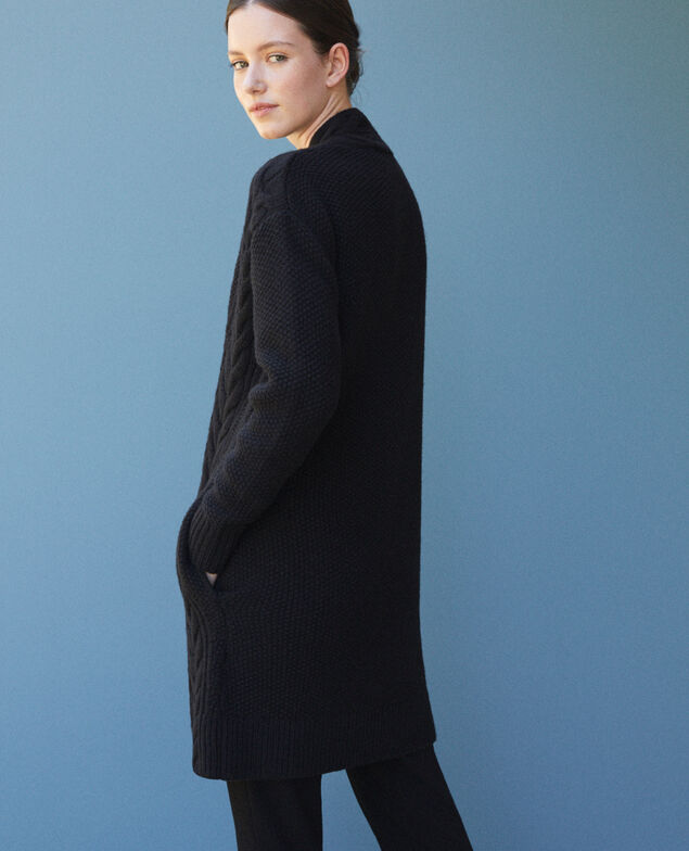 Cardigan mit Flechtdetails Schwarz
