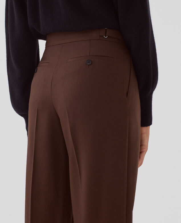 CAMILLE – Wollhose mit Steppfalten I390 coffee bean