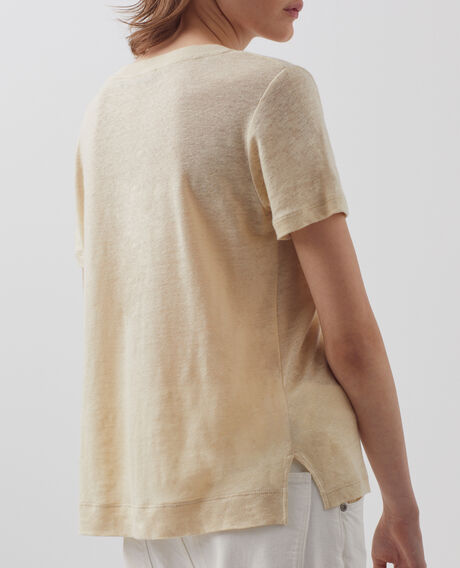 SARAH - T-Shirt mit V-Ausschnitt aus Leinen