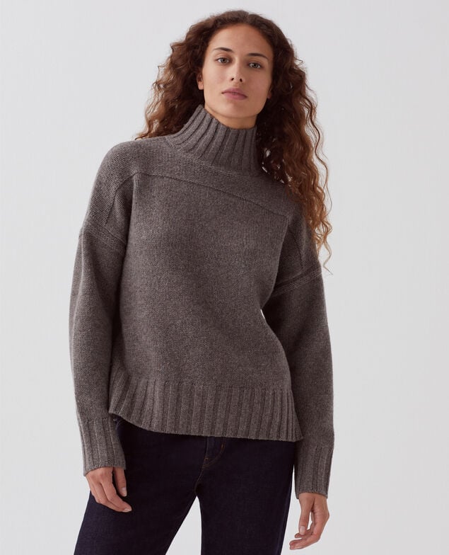 Rollkragenpullover aus Wolle I040 steeple gray