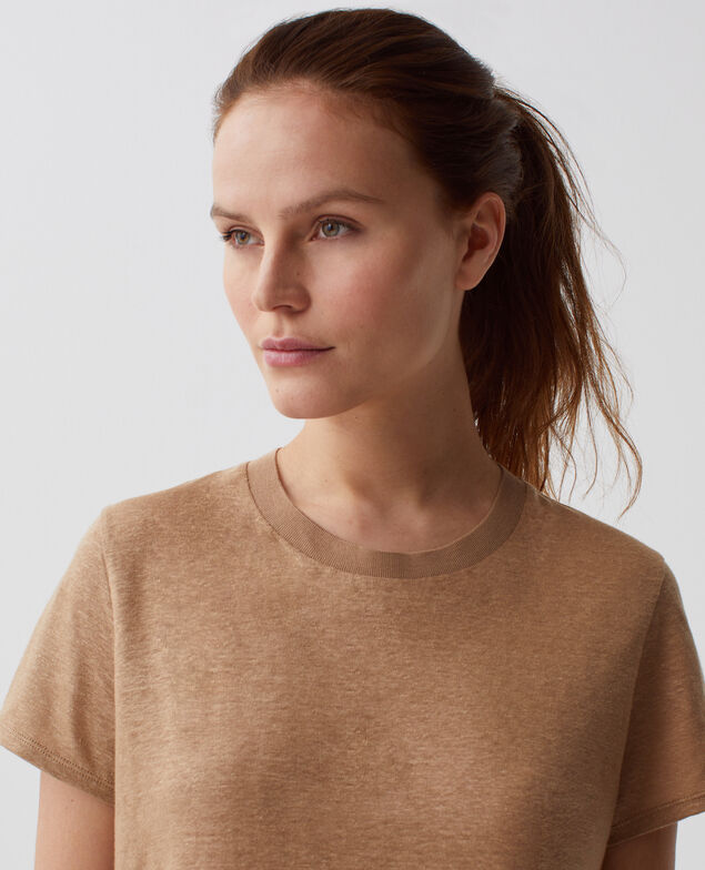 AMANDINE -  T-Shirt mit Rundhalsausschnitt aus Baumwolle H330 tiger's eye