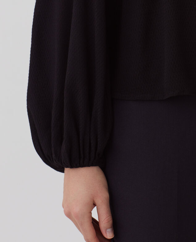 Fließend fallende Wickelbluse H091 black beauty