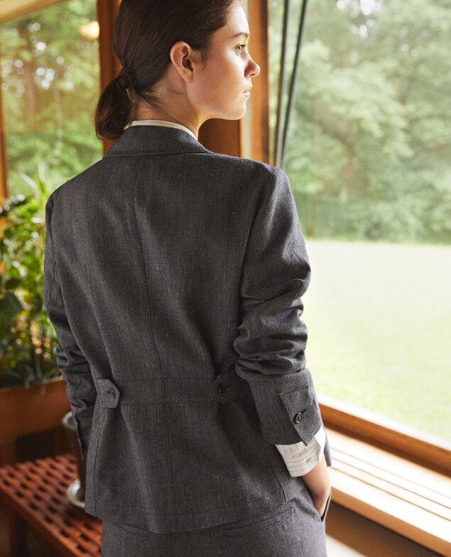 Jacke aus Leinen und Wolle Blau