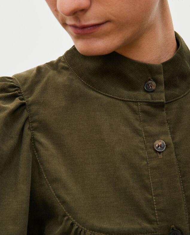 Weites Samtkleid mit Brusteinsatz  Military green