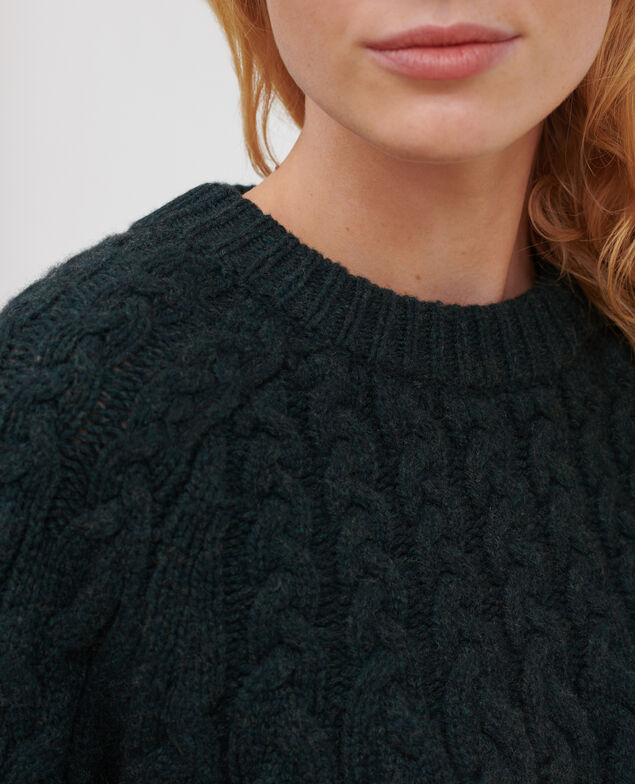 Pullover mit Rundhalsausschnitt aus Merinowolle A591 dark green pine