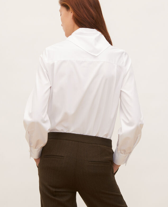 Baumwollbluse mit abnehmbarem Tuchkragen Brilliant white