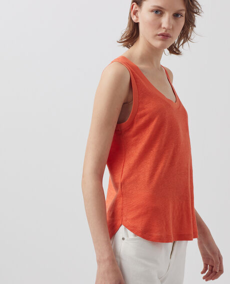 Ärmelloses T-Shirt aus Leinen 0250 tiger lily orange 3ste180f05