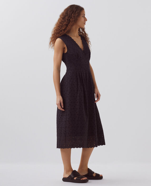Langes Kleid mit Lochstickerei H091 black beauty