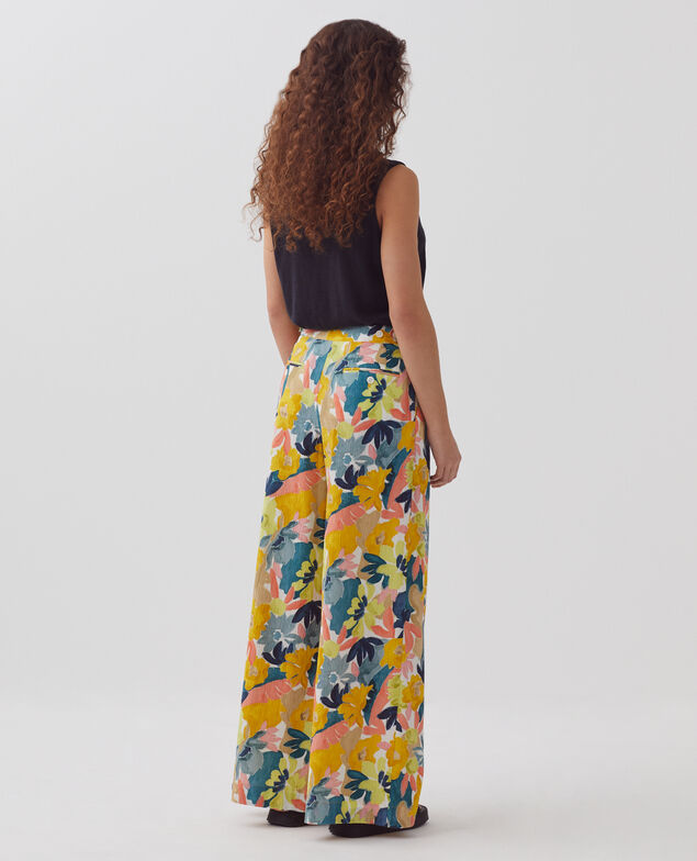 YVONNE - Weite Hose aus Baumwolle 0430 palmeraie yellow