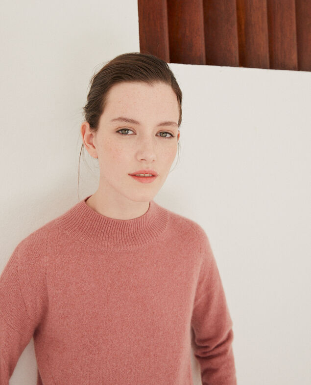 Kaschmirpullover mit Stehkragen  Old rose