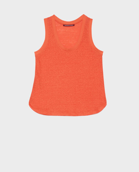 Ärmelloses T-Shirt aus Leinen 0250 tiger lily orange 3ste180f05