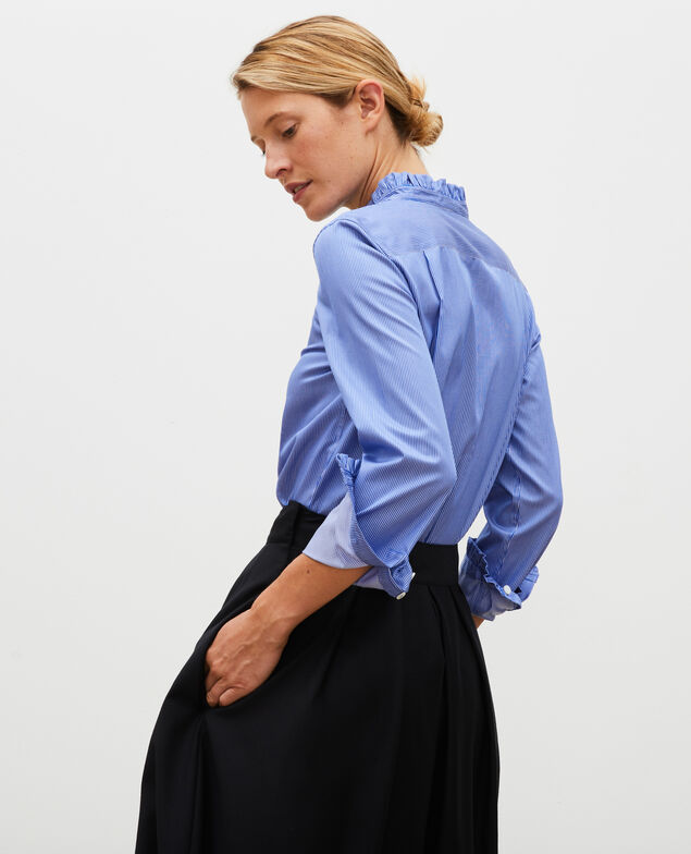  Baumwollbluse mit gerüschtem Stehkragen Blue as proto