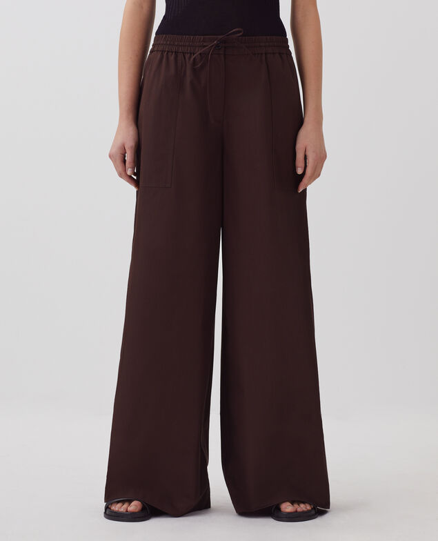 YVONNE - Weite Hose J790 chocolate plum