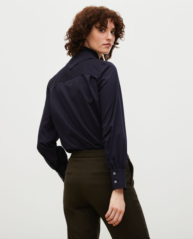 Baumwollbluse mit abnehmbarem Tuchkragen Night sky