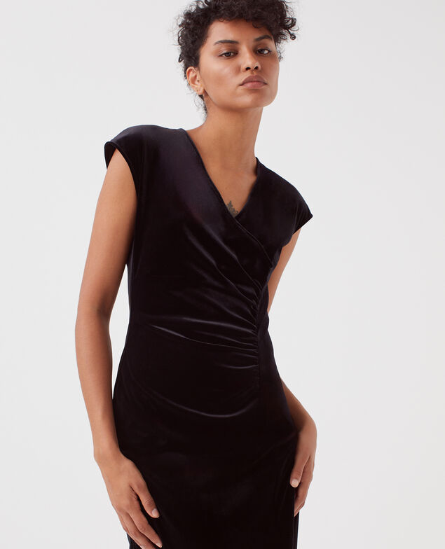 Langes Samtkleid H091 black beauty