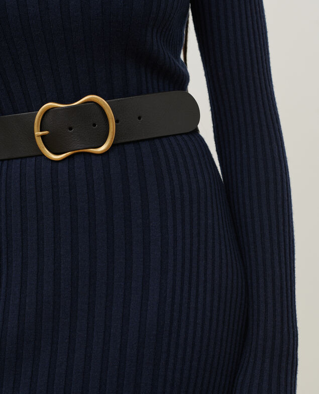 Langes Kleid aus Merinowolle A699 navy knit 3wdk132w20