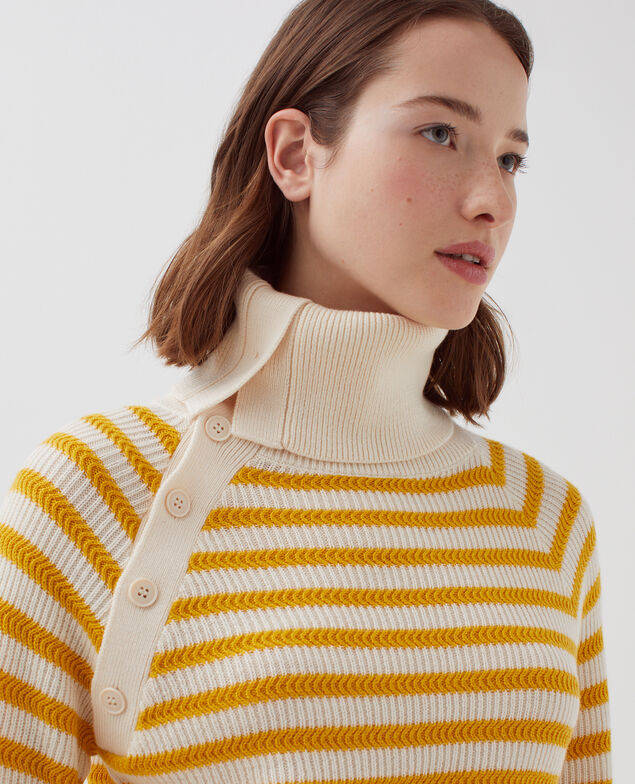 Marinepullover aus Merinowolle mit Knopfleiste I471 st ecru yellow