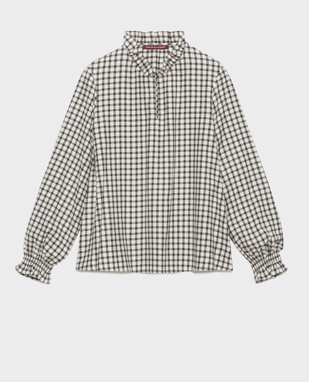 Bluse aus Mischbaumwolle A093 black check
