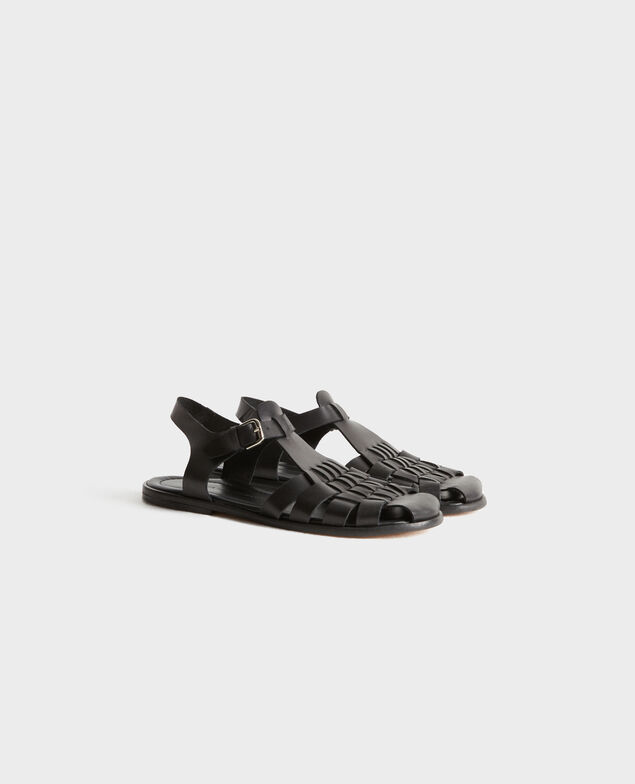 Flechtsandalen aus Leder 8853 09 black