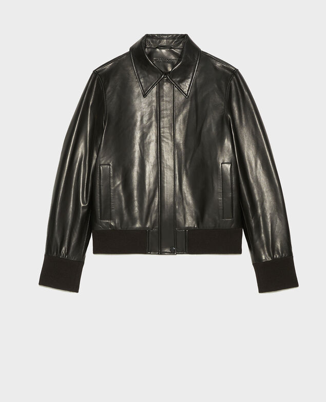 Jacke aus Lammleder mit Reißverschluss Black beauty