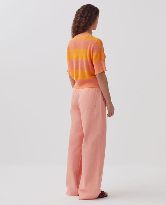 Cropped Pullover mit kurzen Ärmeln aus Leinen H230 large sheen