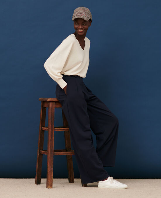 YVONNE - Weite Hose mit Falten 7012C 69 NAVY