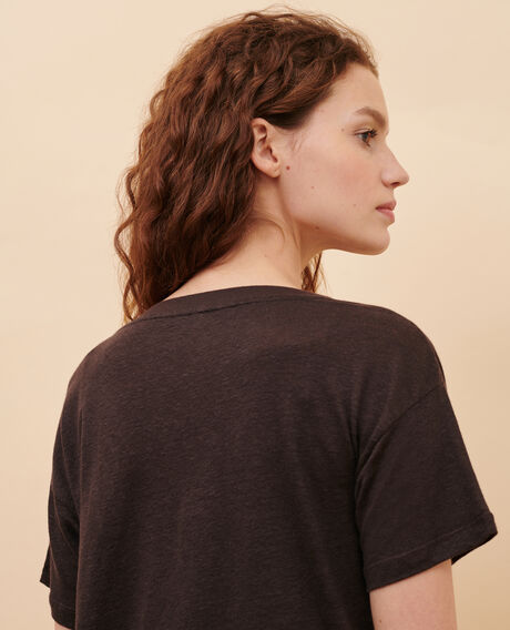 SARAH - T-Shirt mit V-Ausschnitt aus Leinen Mole Locmelar