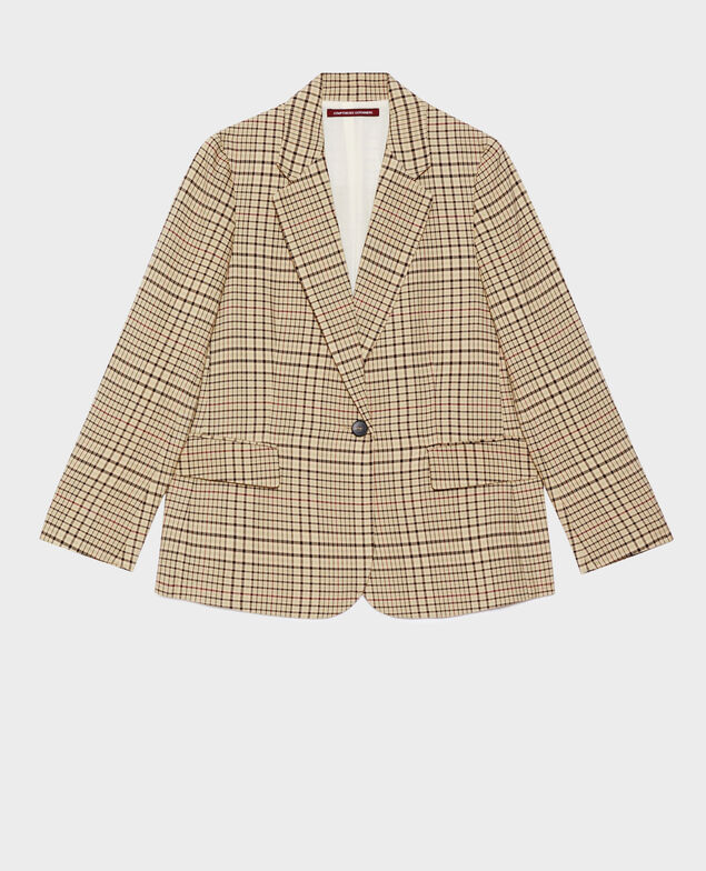 Blazer aus Mischbaumwolle 0400 cream checks