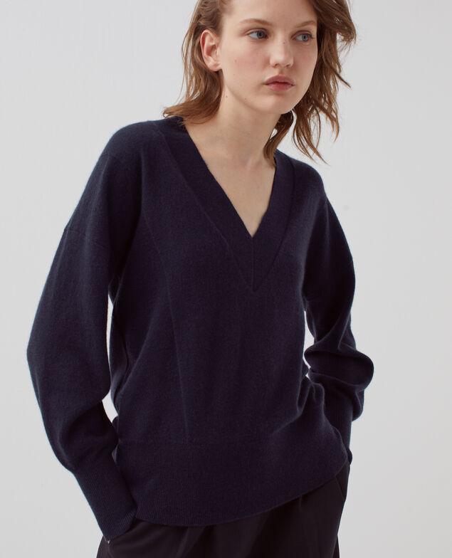 Pullover mit V-Ausschnitt aus Kaschmir H695 night sky