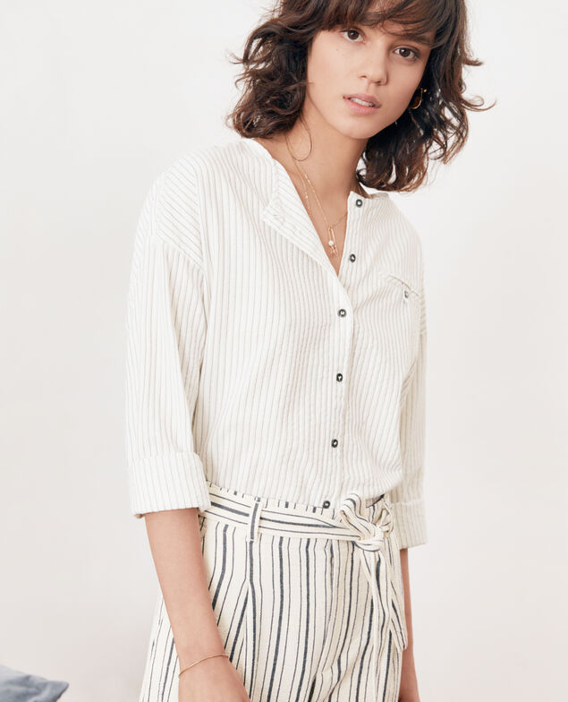 Gestreifte Bluse Off white/navy stripes