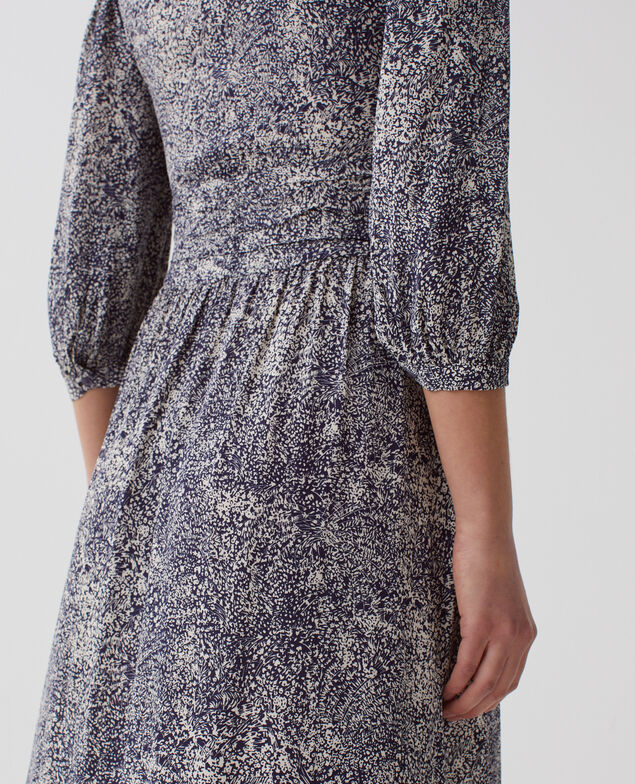 Langes fließendes Kleid H690 micro fl navy