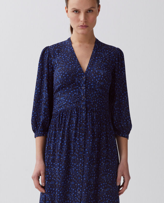 Langes fließendes Kleid I662 batik navy