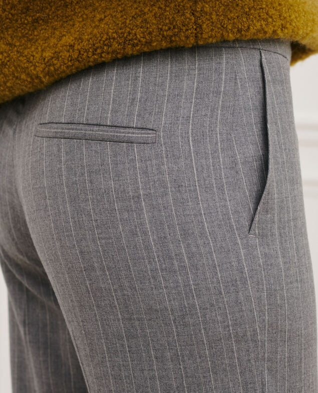 MARGUERITE - Zigarettenhose 6005 light grey stripe Peasy