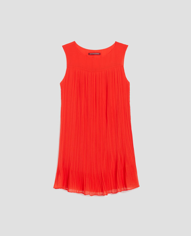 Fließendes kurzes Plissee-Kleid I250 cherry tomato