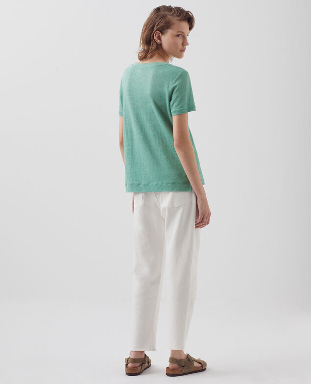 SARAH - T-Shirt mit V-Ausschnitt aus Leinen 0520 vert email