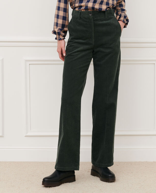 BLANDINE - Gerade Hose aus Cord 8817 58 darkgreen