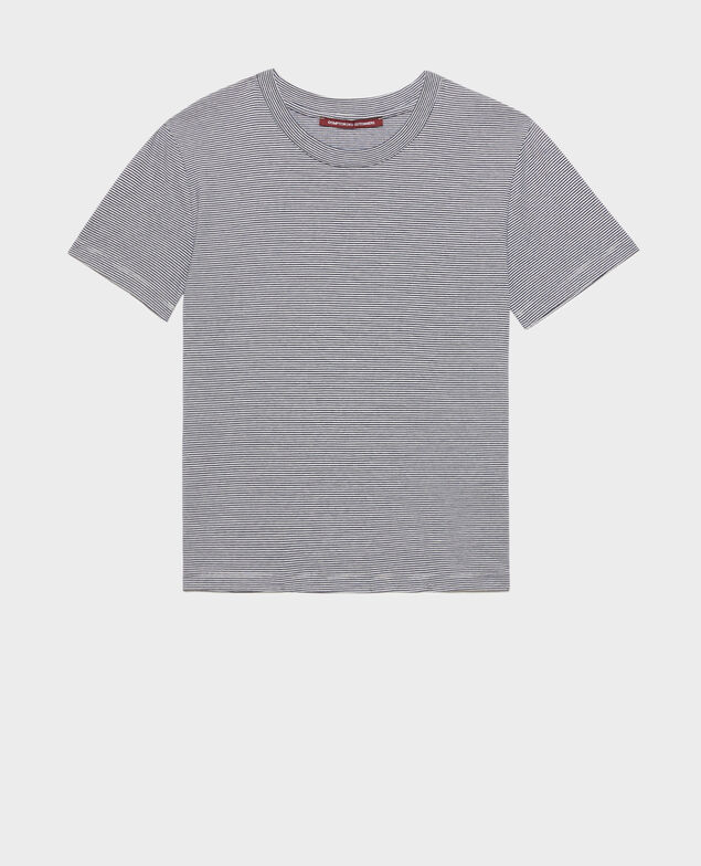 T-Shirt mit Rundhalsausschnitt aus Baumwolle 121 stripes navy