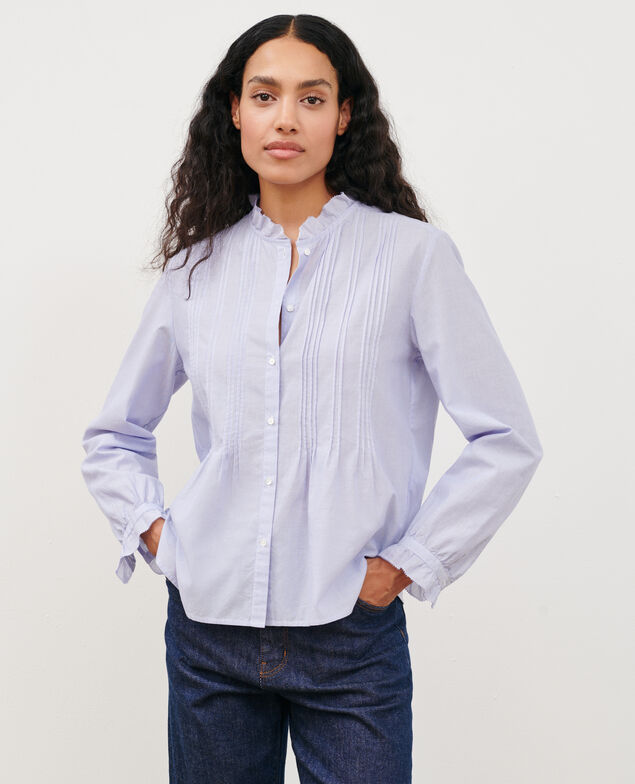 Baumwollbluse 0612 blue mini stripes