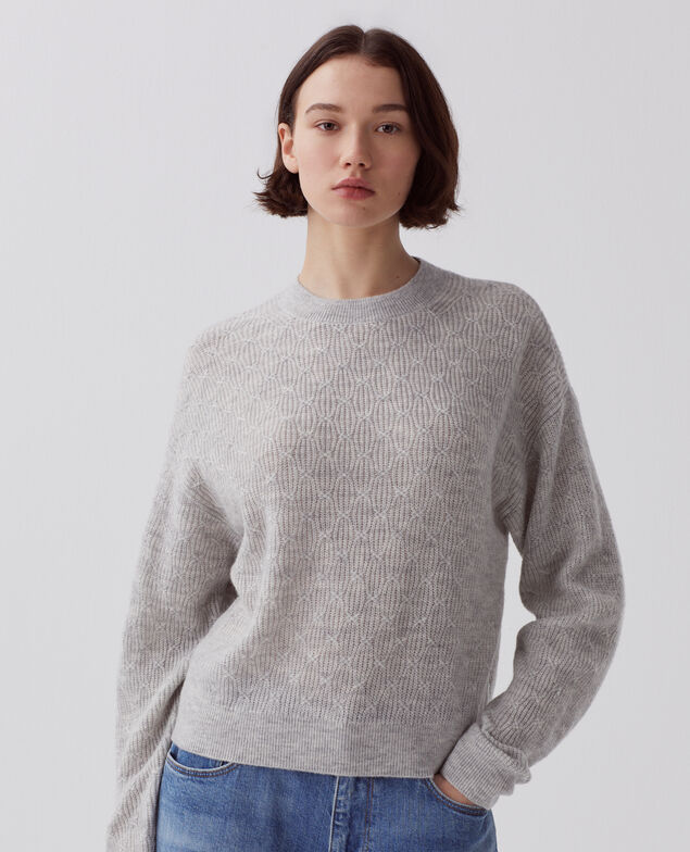 Pullover mit Zierstrick I022 light gray