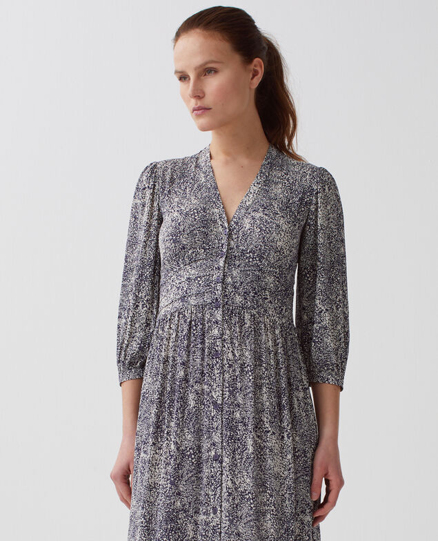 Langes fließendes Kleid H690 micro fl navy