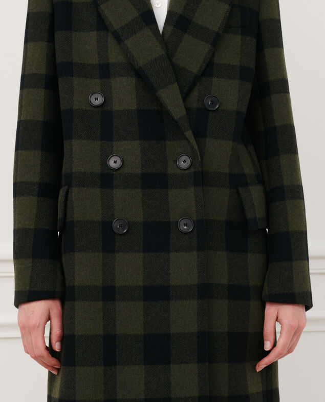 Langer Mantel aus Mischwolle 8862 56 olive check 2wco031w16