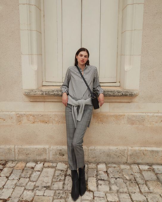 MARGUERITE - Zigarettenhose aus Wolle A030 GREY CHECK