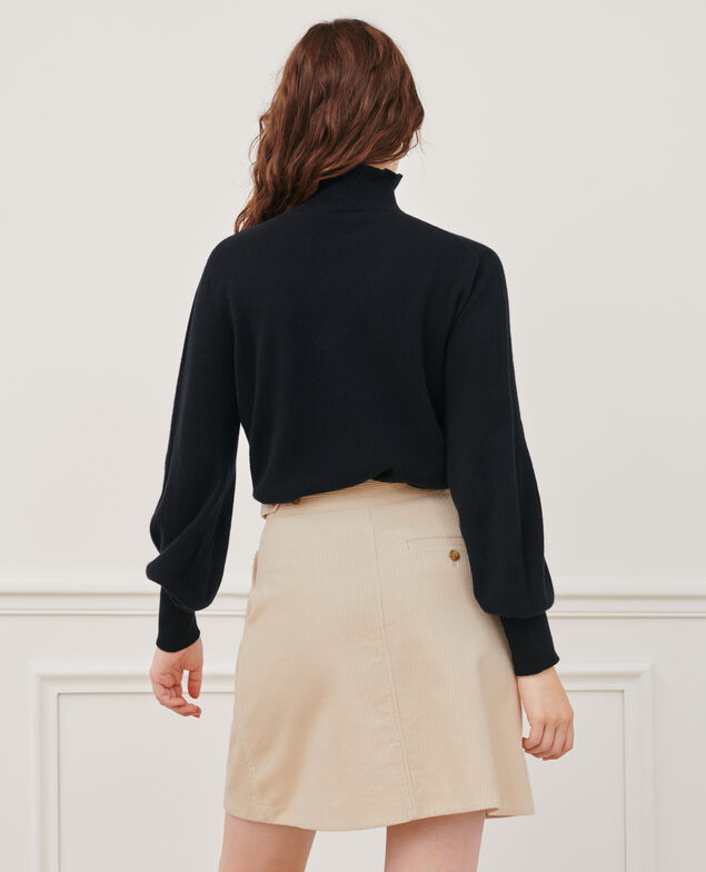 Feiner Pullover aus 3D-Kaschmir mit Stehkragen Black beauty