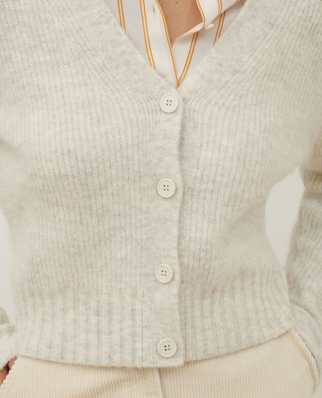 Cardigan aus Alpakamischwolle A009 white knit 3wca050w38