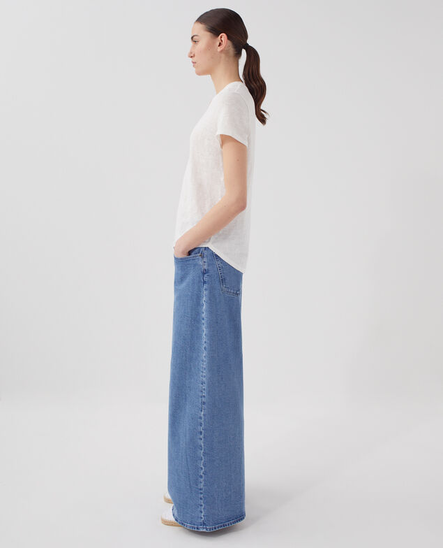 SARAH - T-Shirt mit V-Ausschnitt aus Leinen U010 off white